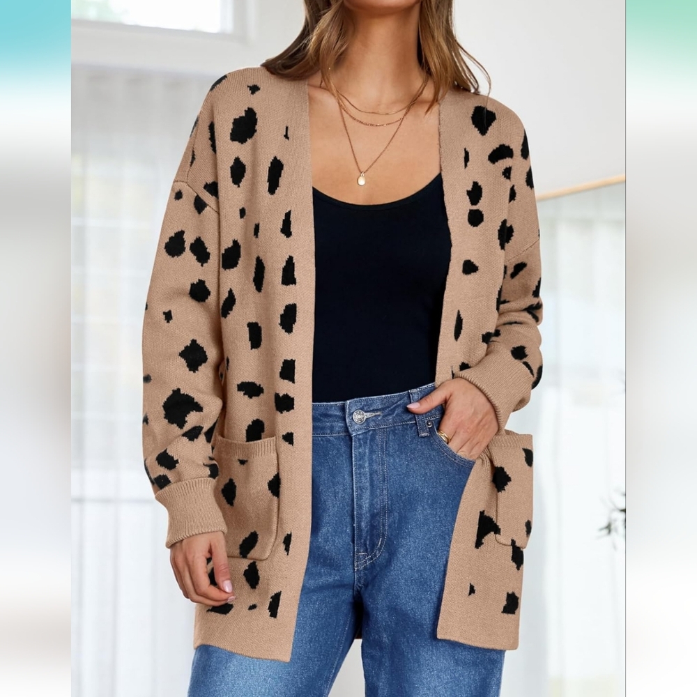 🎅🎄 SALE 🎄🎅  Women's long sleeves open front leopard print csrdigan size M